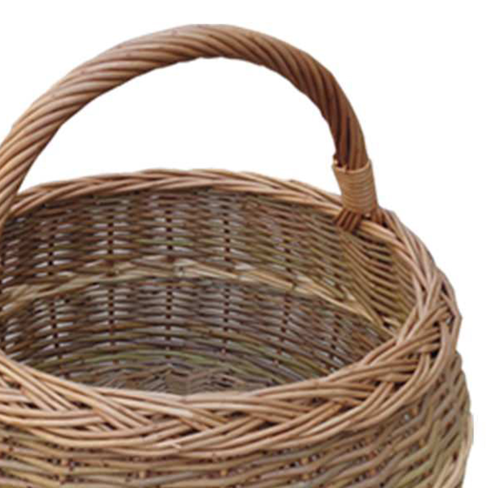Red Hamper Small Round Wicker Shallow Shopping Basket Image 2