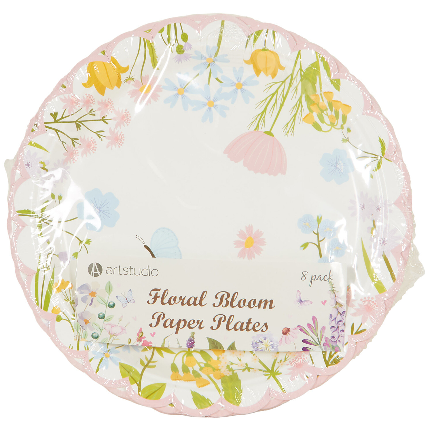 Pack of 8 Floral Bloom Paper Plates - White Image 1
