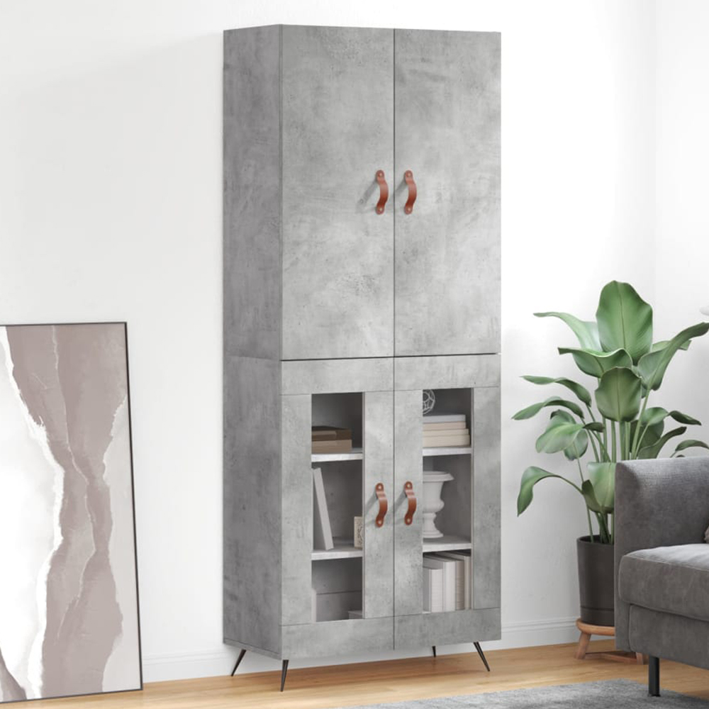 vidaXL 4 Door Concrete Grey Highboard Image 1