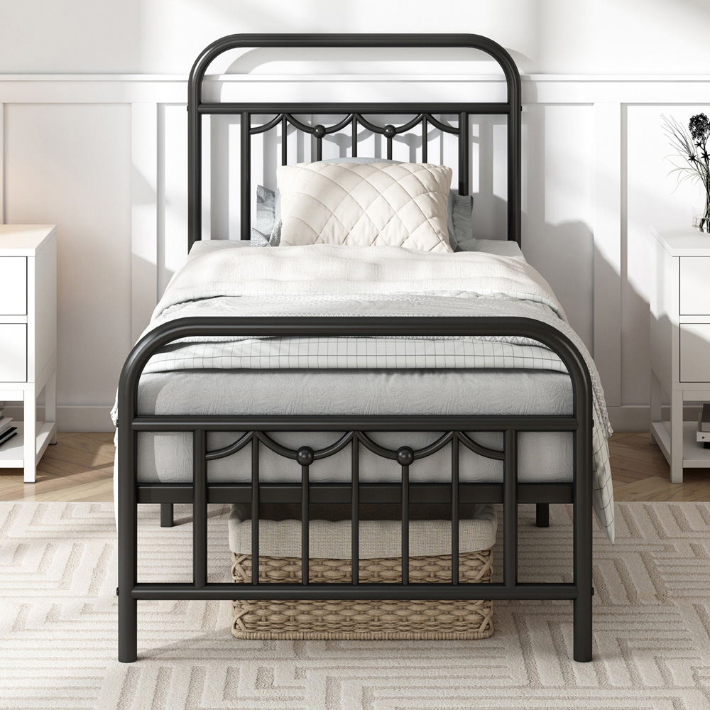 Brooklyn Frankie King Size Black Metal Bed Frame with Headboard and Footboard Image 4
