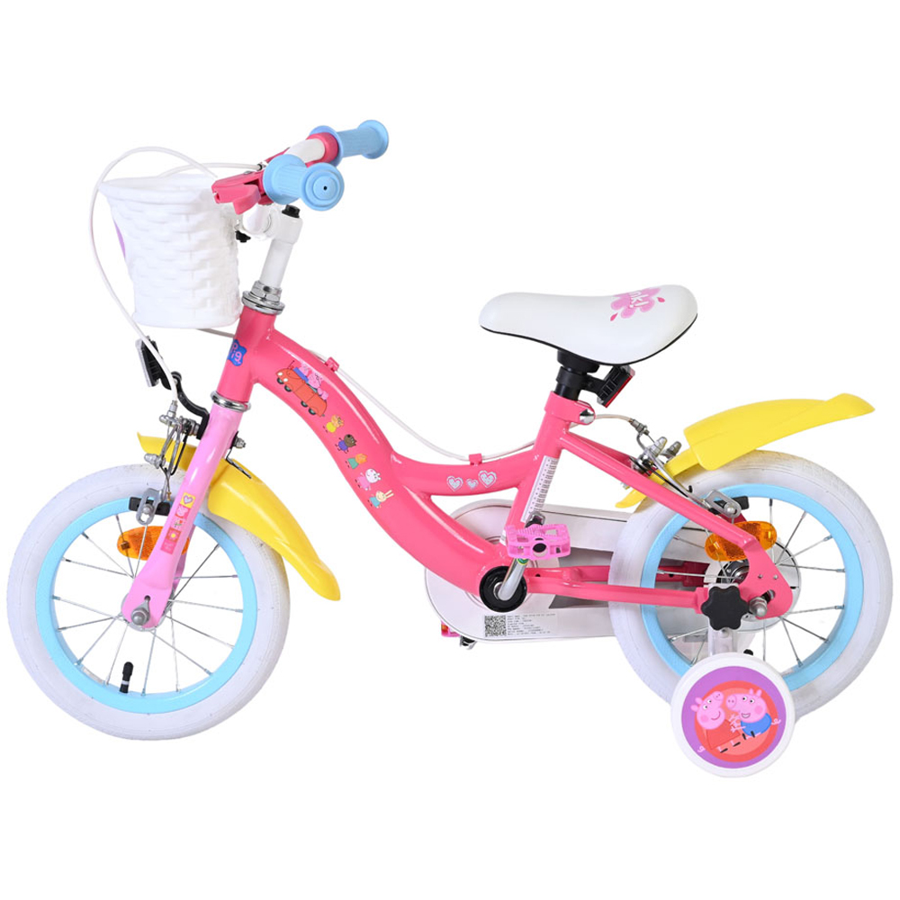 Volare Peppa Pig Kids 12 inch Multicolour Bike with Stabilisers and Basket Image 4