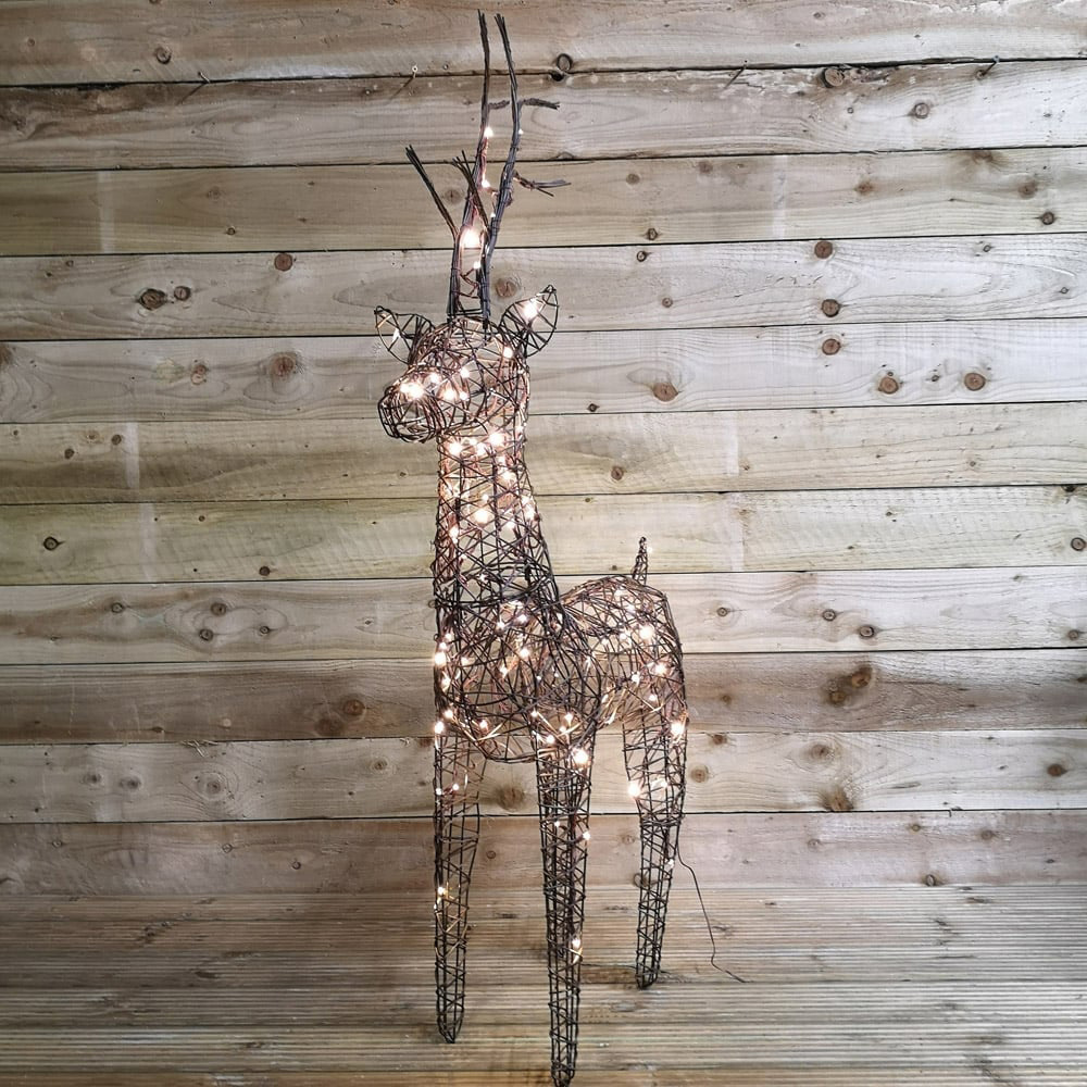 Samuel Alexander Brown Standing Wicker Reindeer LED Christmas Decoration 3.2ft Image 2