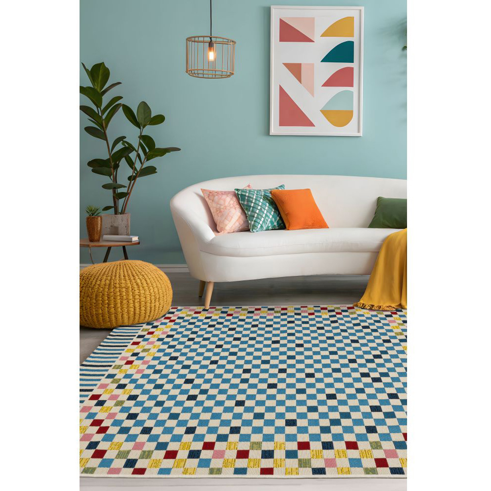 Homemaker Tropico Checker Blue Rug 120 x 170cm Image 5