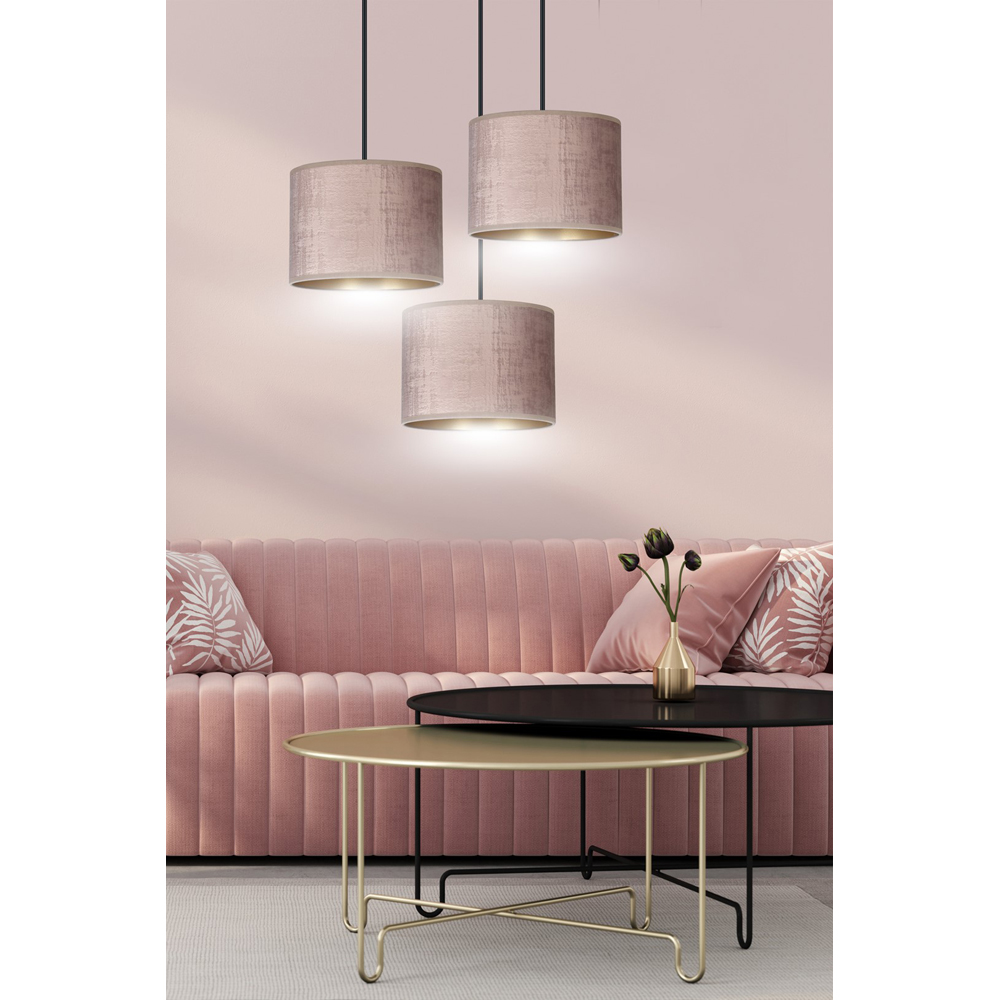 Emibig Hilde 3 Light Pink Shade Black E27 Ceiling Pendant Light Image 8