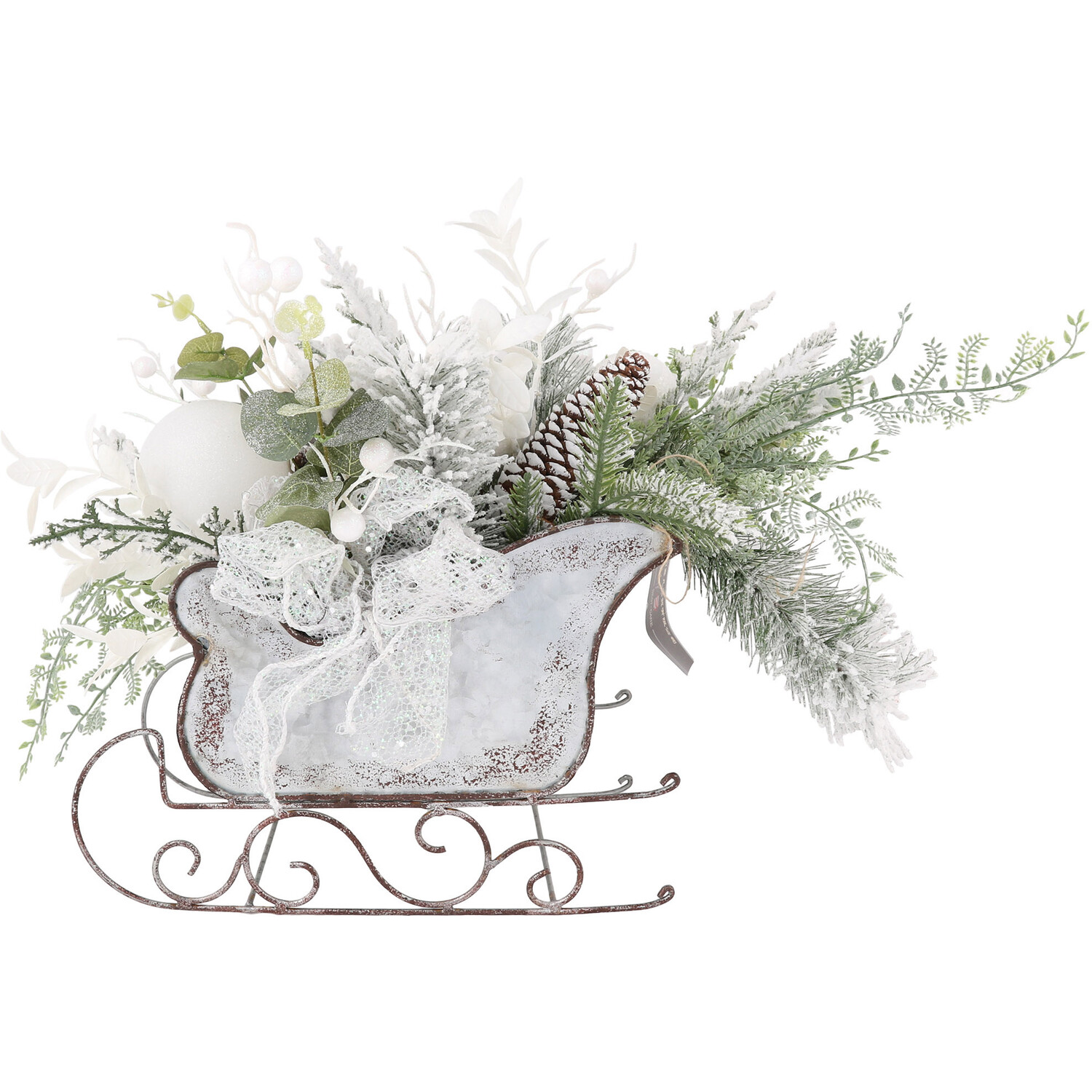 Silver Floristry Sleigh Decoration Image 2