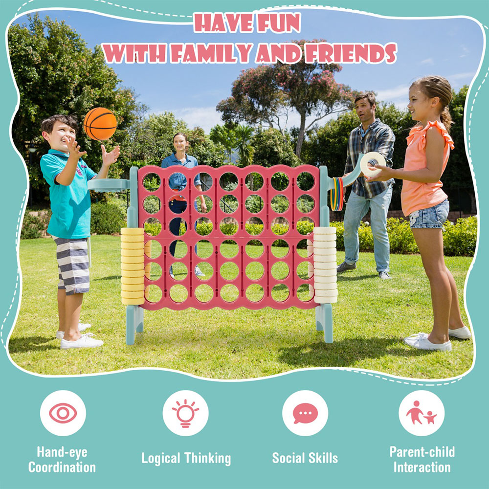 Costway Navy Giant 4 In A Row Connect Game Set with Basketball Hoop and Toss Ring Image 2