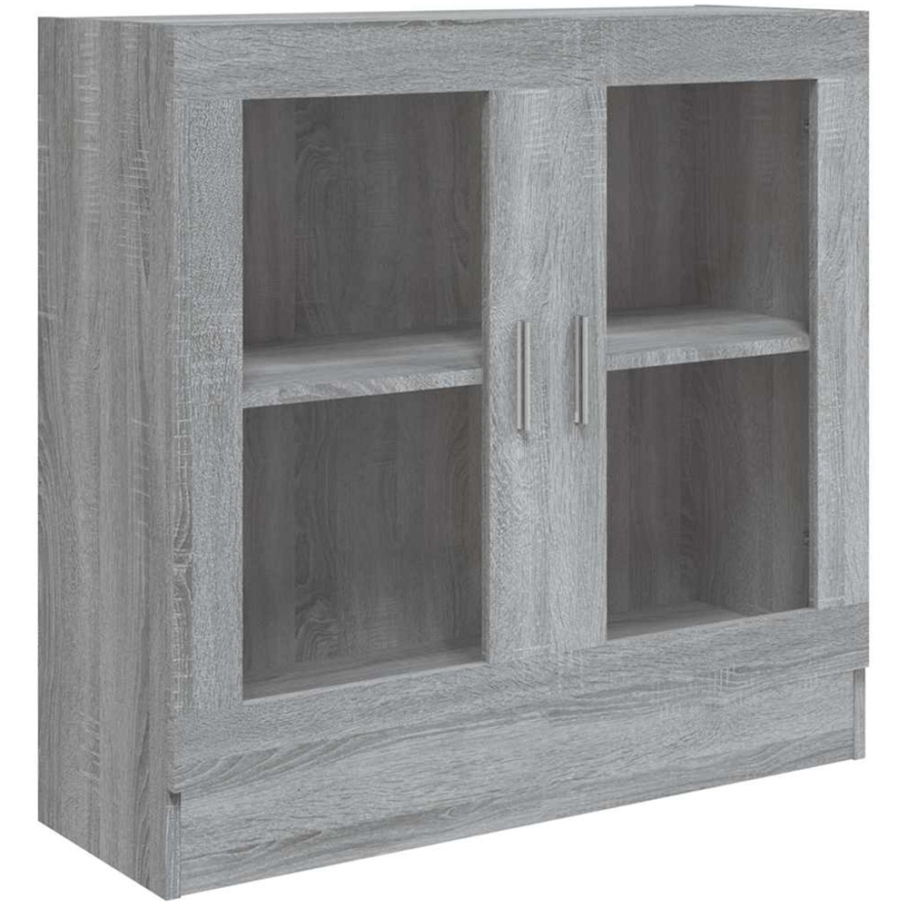 vidaXL Vitrine 2 Glass Door Grey Sonoma Storage Cabinet Image 2