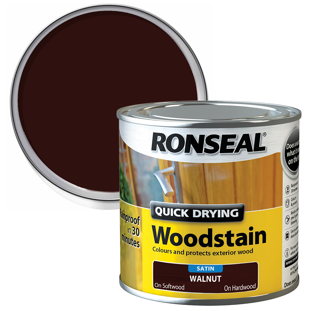 Ronseal Quick Drying Walnut Satin Wood Stain 250ml Image 1