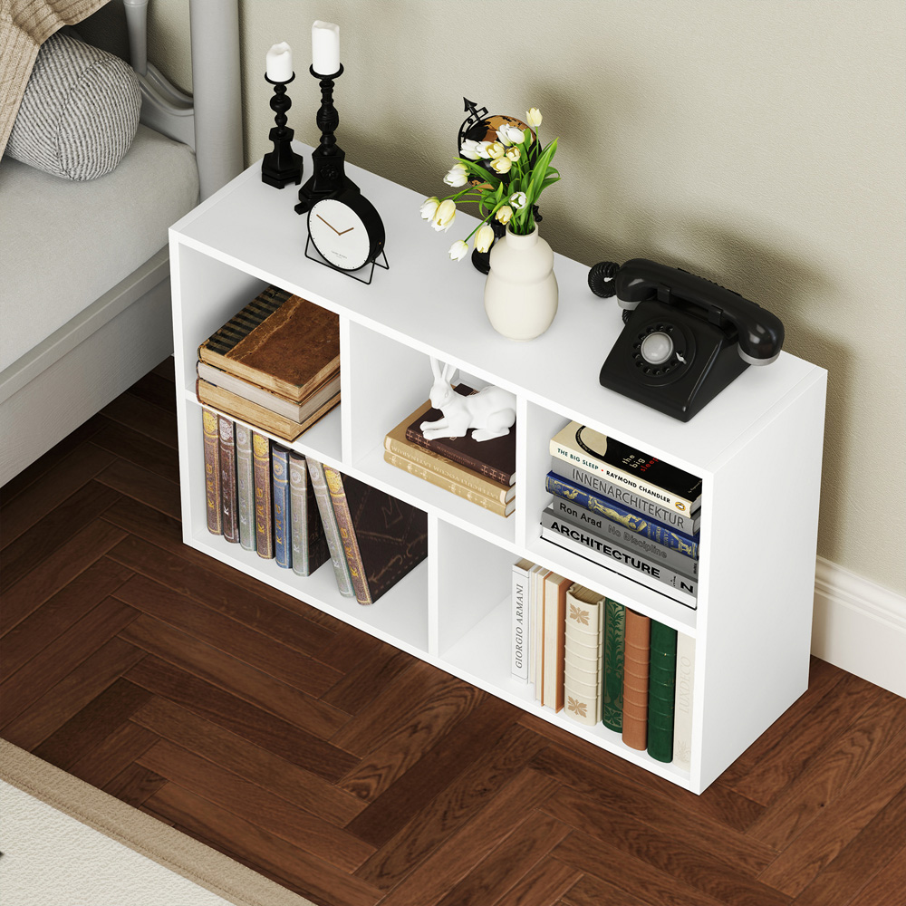 HOMCOM 5 Shelf White Bookshelf Image 8