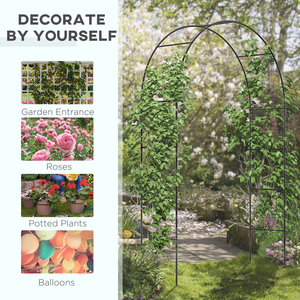 Outsunny 7.5 x 4.5 x 1.3ft Outdoor Metal Garden Arch Arbor Image 4