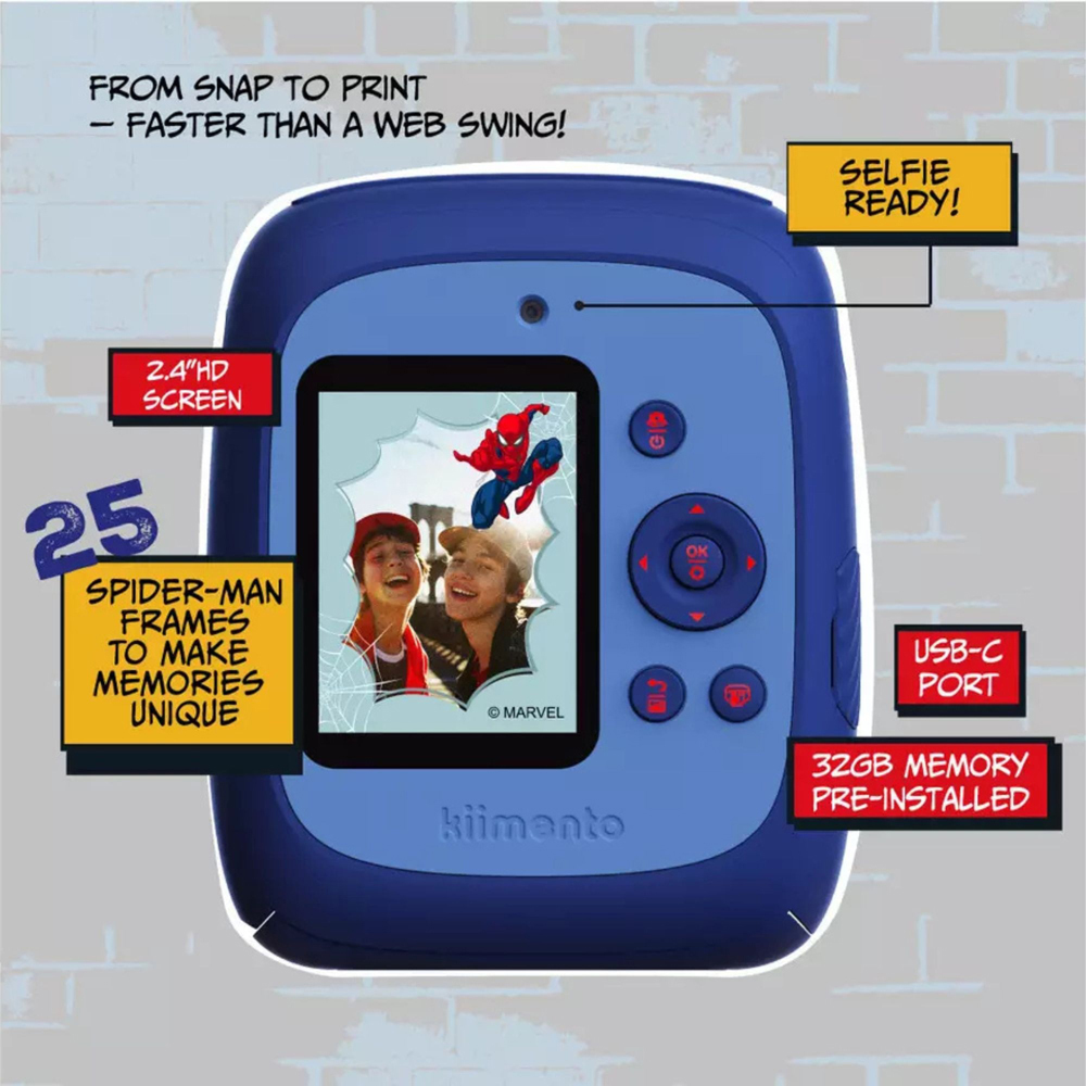 Kiimento Spider-Man Kids Ink-Free Instant Print Digital Camera Image 2