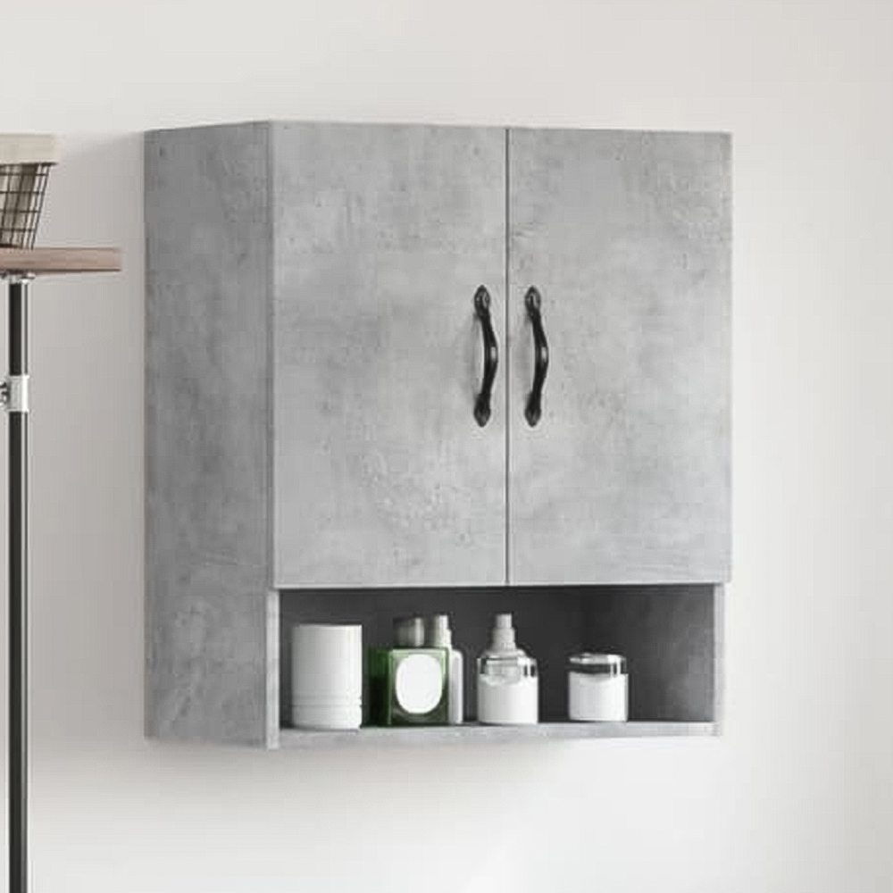 vidaXL 2 Door Single Shelf Concrete Grey Wall Cabinet Image 1