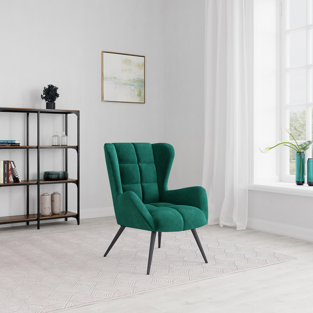 Dorel Dalton Green Velvet Accent Chair Image 5