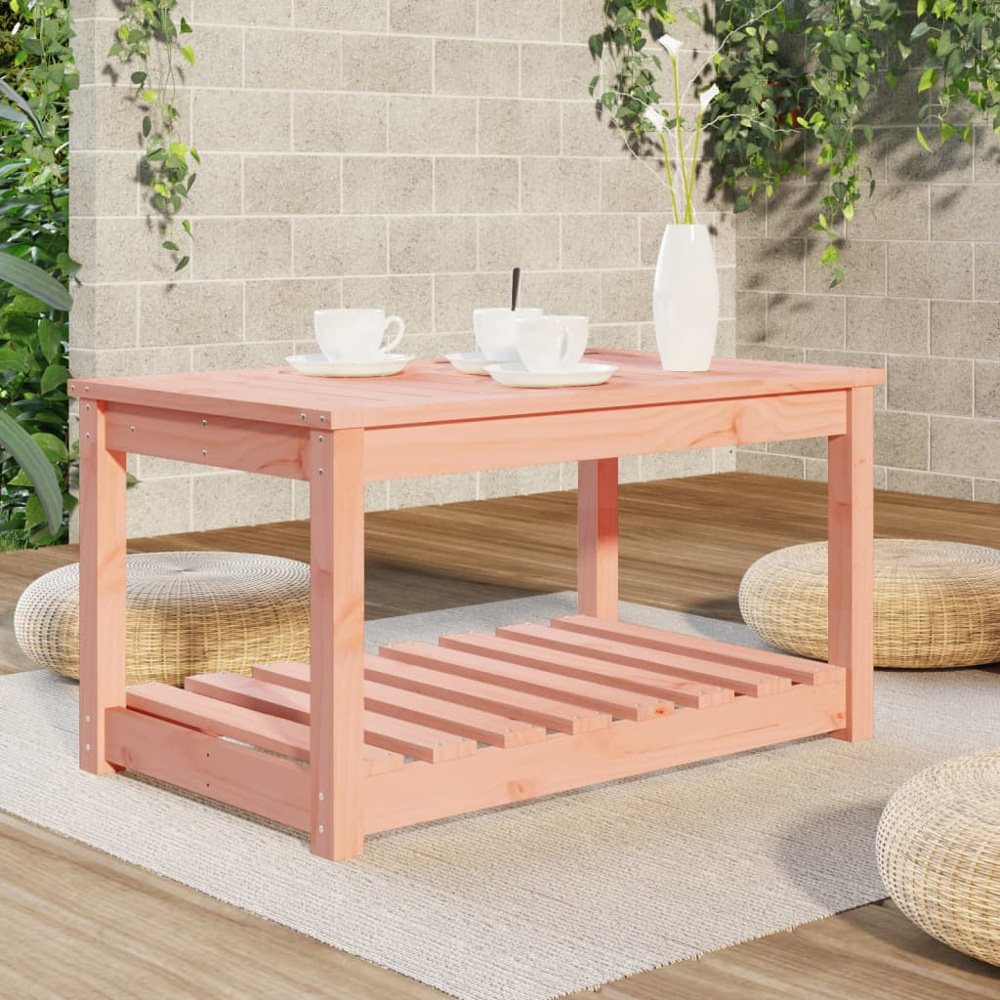 vidaXL Single Shelf Natural Solid Douglas Wood Slatted Garden Table 82.5 x 50.5cm Image 7