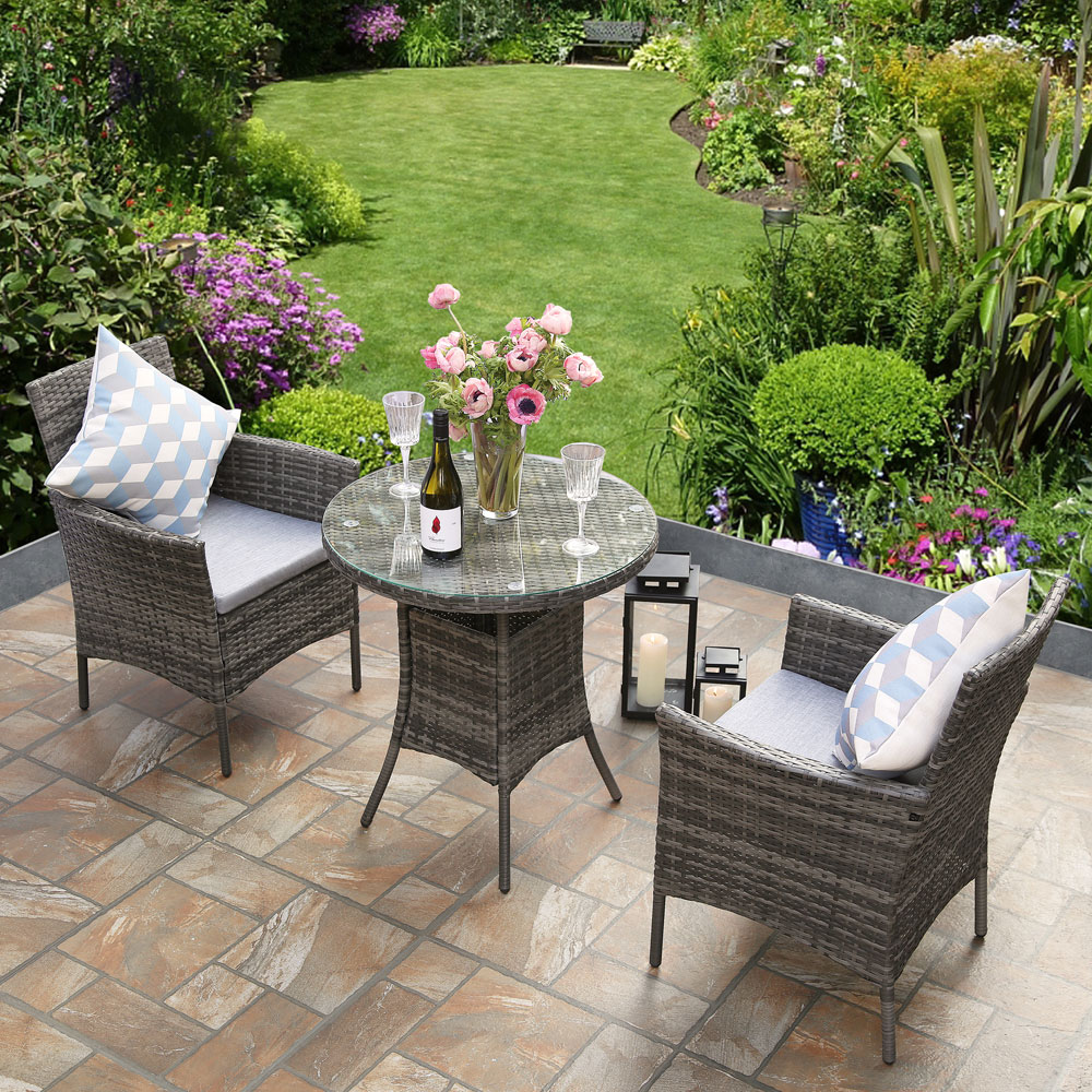 Virginia Deluxe 2 Seater Round Rattan Bistro Set for Garden Patio Image 1