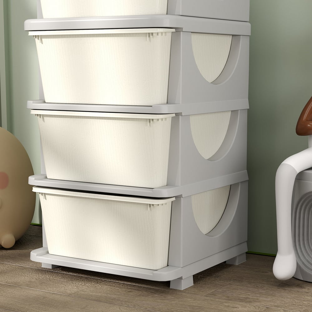 HOMCOM 4 Drawer Cream Kids Chest of Drawers Image 3