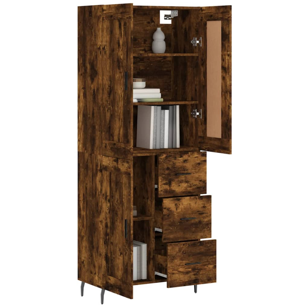 vidaXL 3 Door 3 Drawer Smoked Oak Highboard Image 3