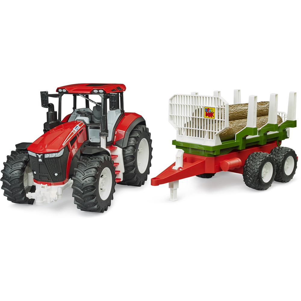 Bruder Kids ROADMAX Tractor with Forestry Trailer and 3 Trunks Playset Model Image 6