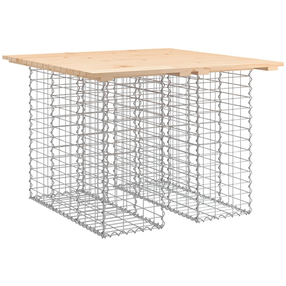 vidaXL Natural Solid Pine Wood Gabion Design Garden Table 100 x 102 x 72cm Image 1