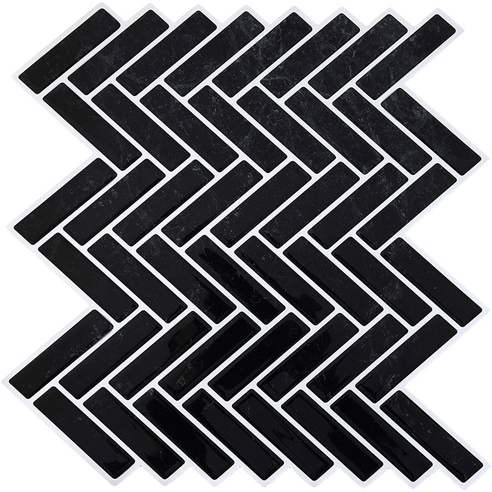 Living and Home Black and White Self Adhesive Wall Sticker 10 Pack Image 2