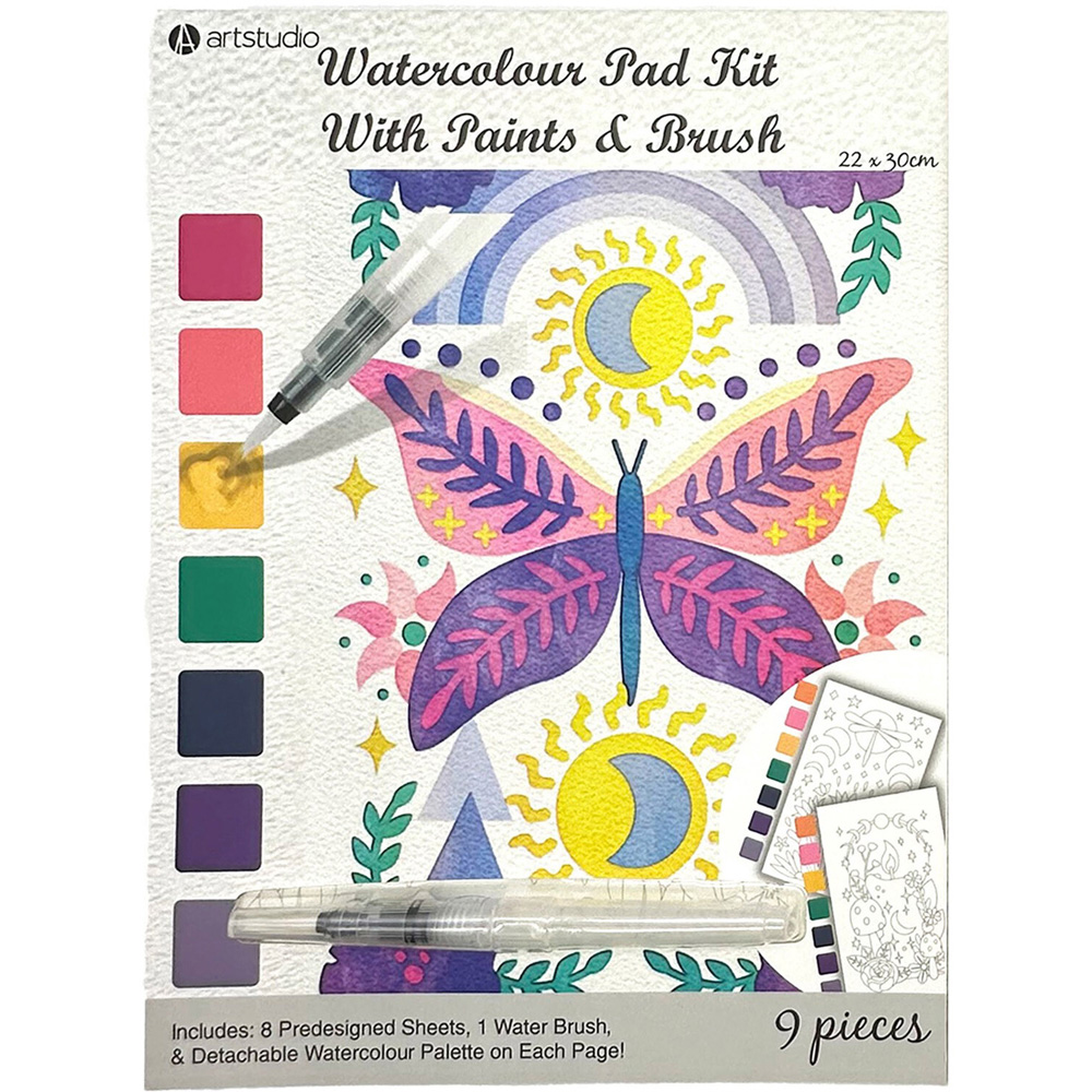 Watercolor Pad Kit with Paints and Brush Image 3