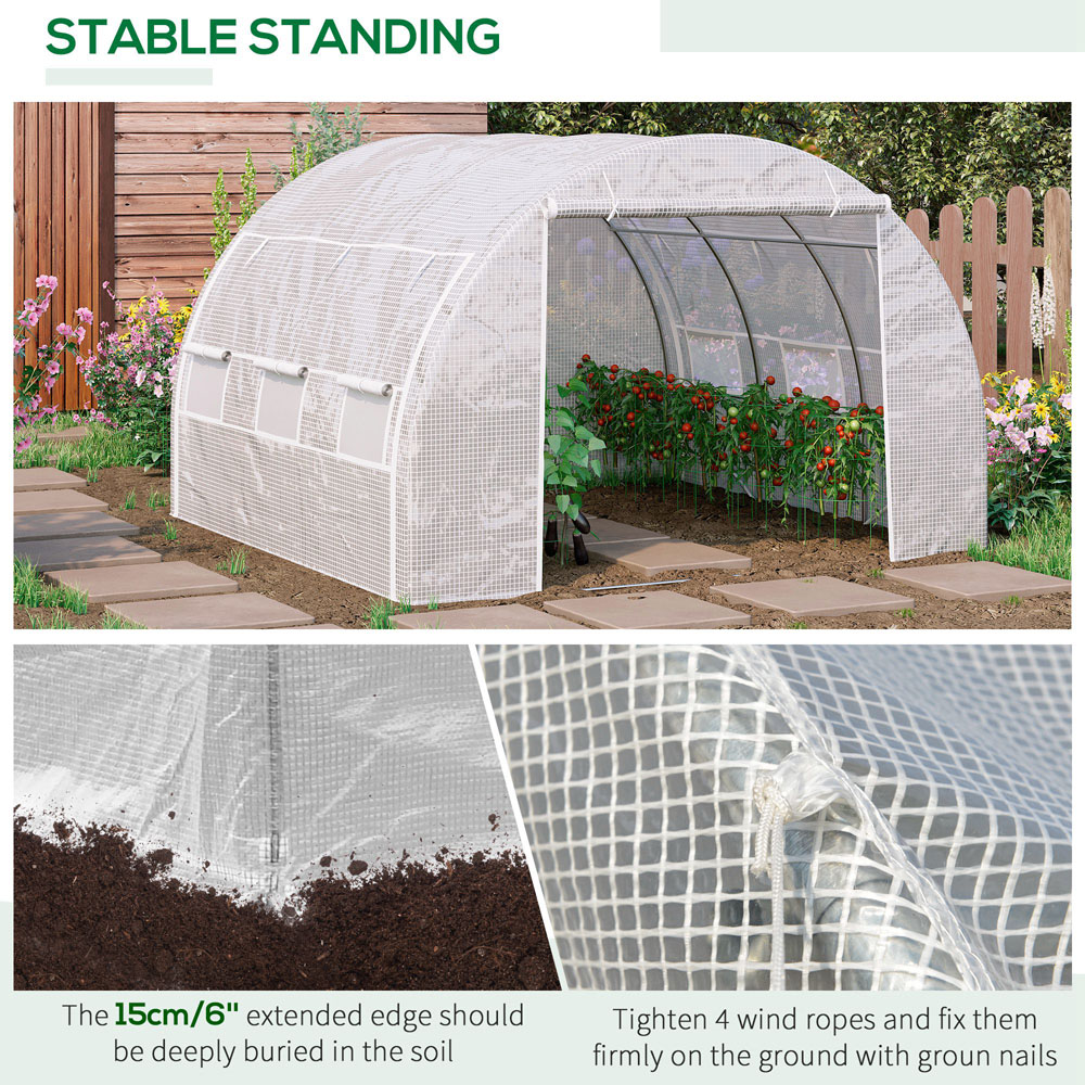 Outsunny White Plastic 10 x 10ft Polytunnel Greenhouse Image 6
