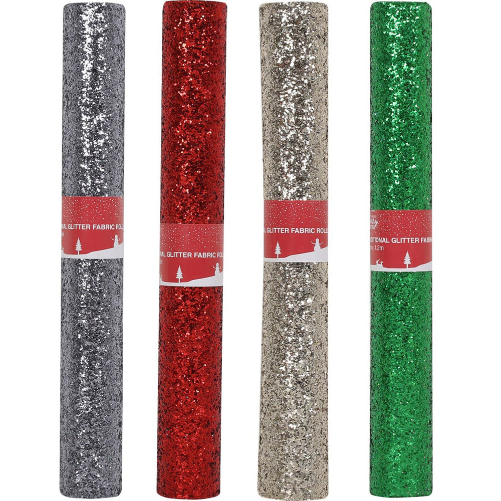 Single Glitter Fabric Roll 11.2 x 36cm in Assorted styles Image 1