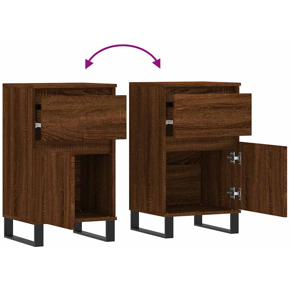 vidaXL Single Door Single Drawer Brown Oak Sideboard Set of 2 Image 8