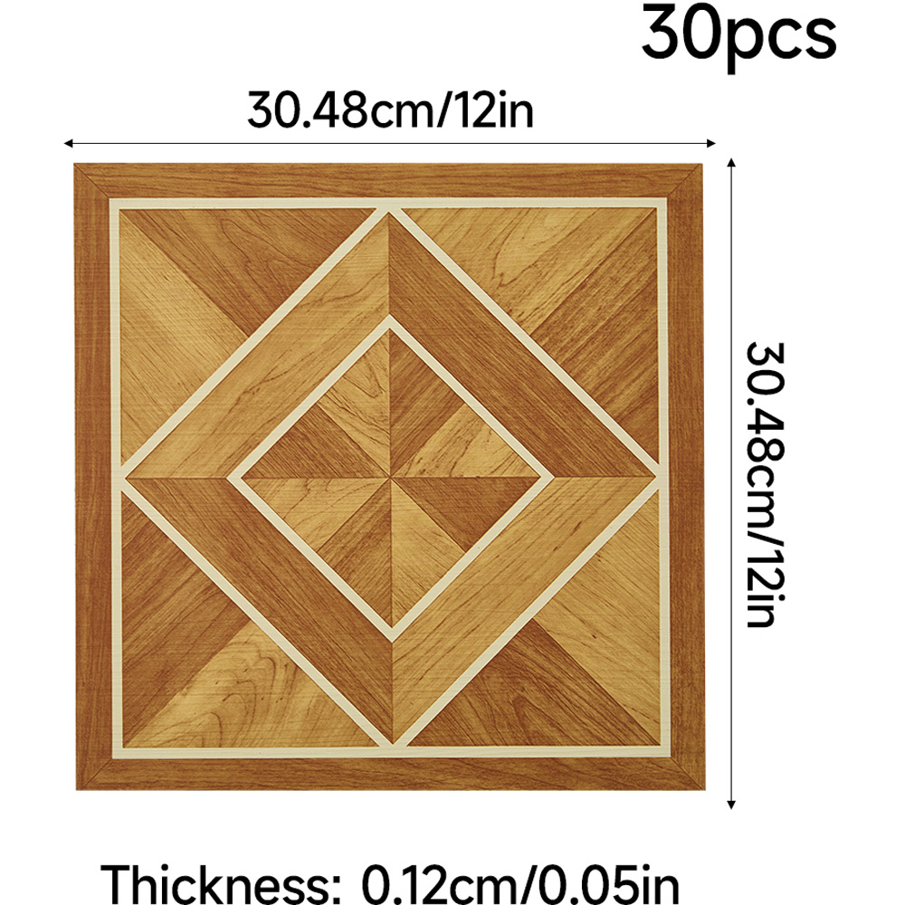 Living and Home Wood Look PVC Self-Adhesive Parquet Flooring Tile 30 x 30cm 30 Pack Image 9
