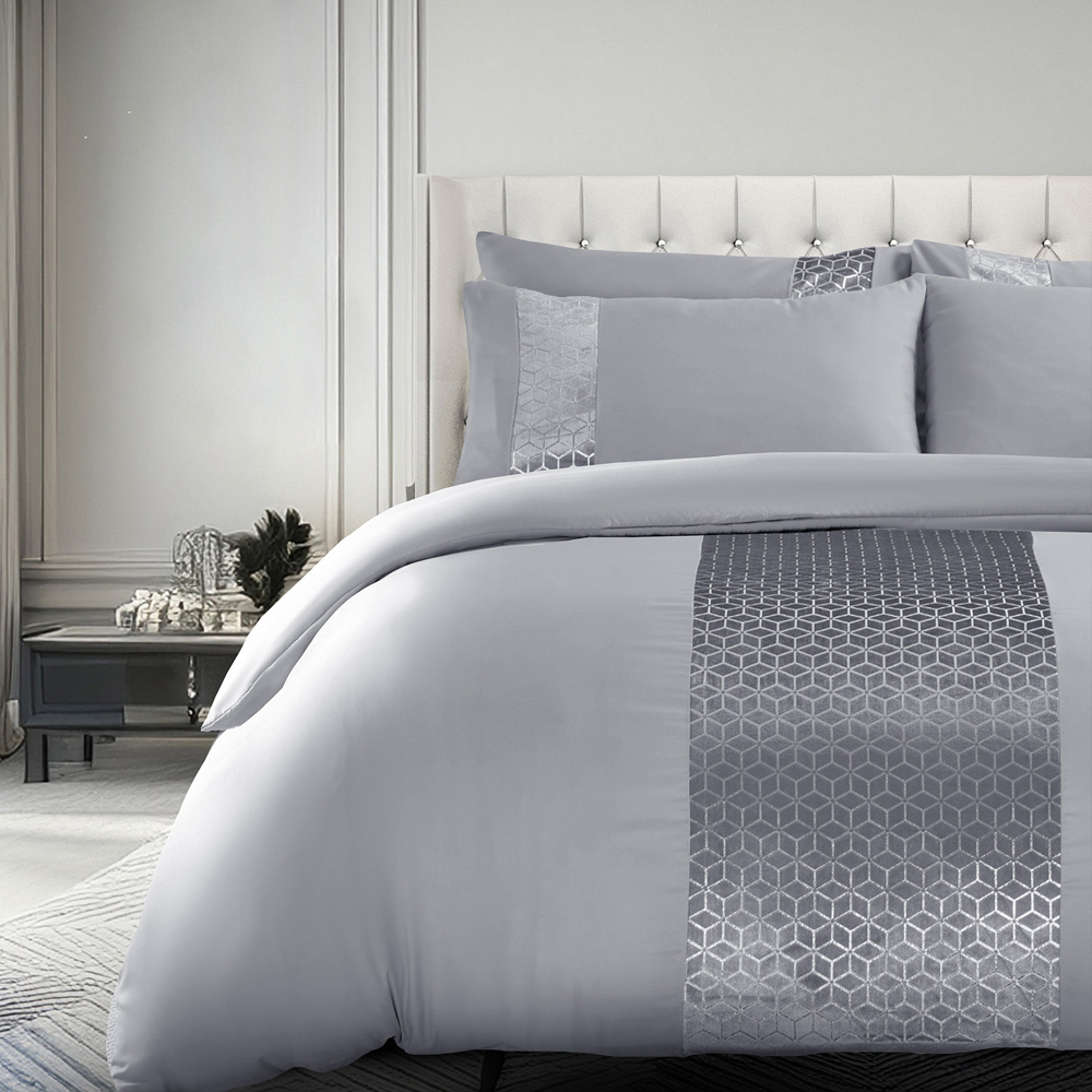 Velosso Sephora Super King Size Silver Duvet Set Image