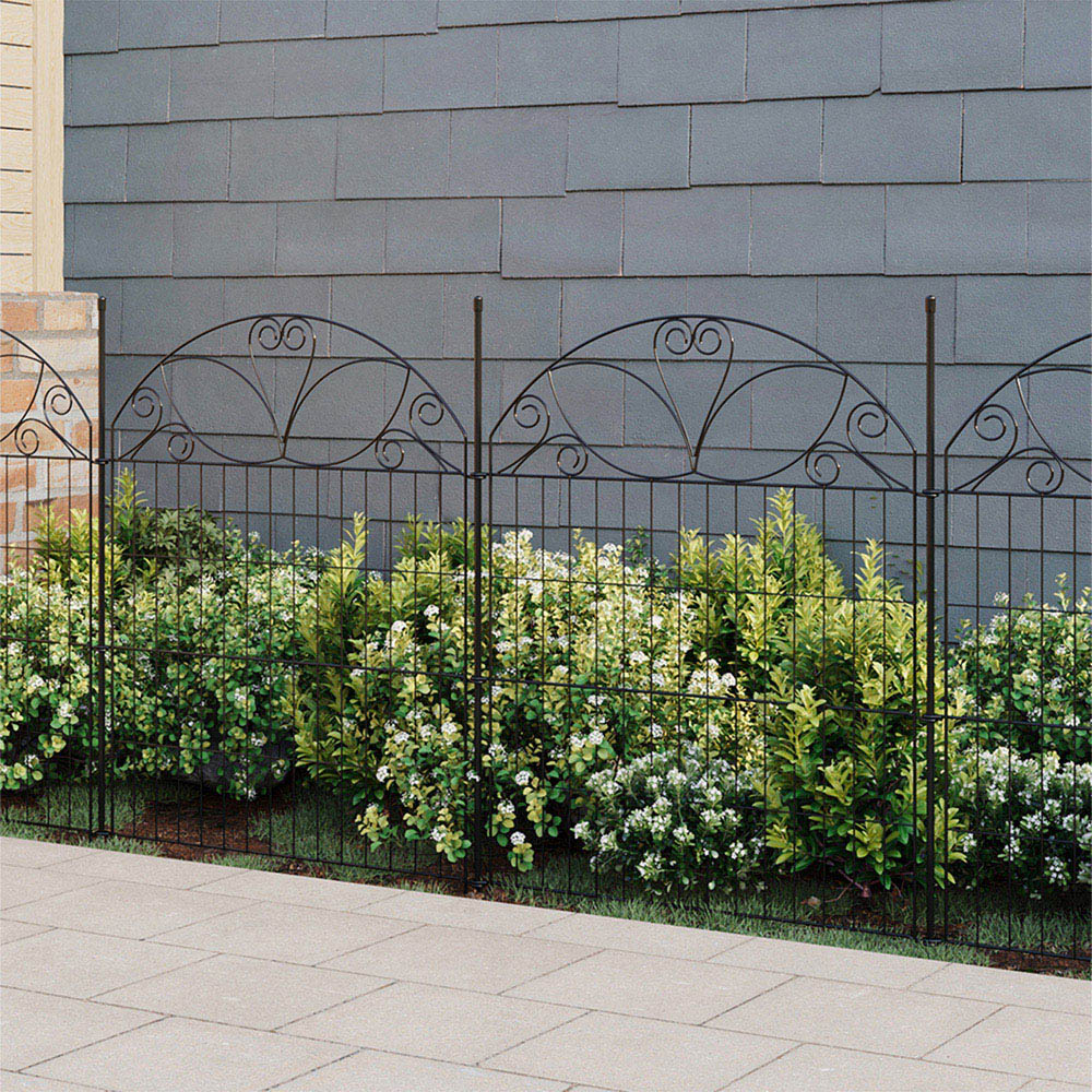 Living and Home Scroll Design 2.3 x 3.3ft 10 Panel Metal Garden Fence Image 2