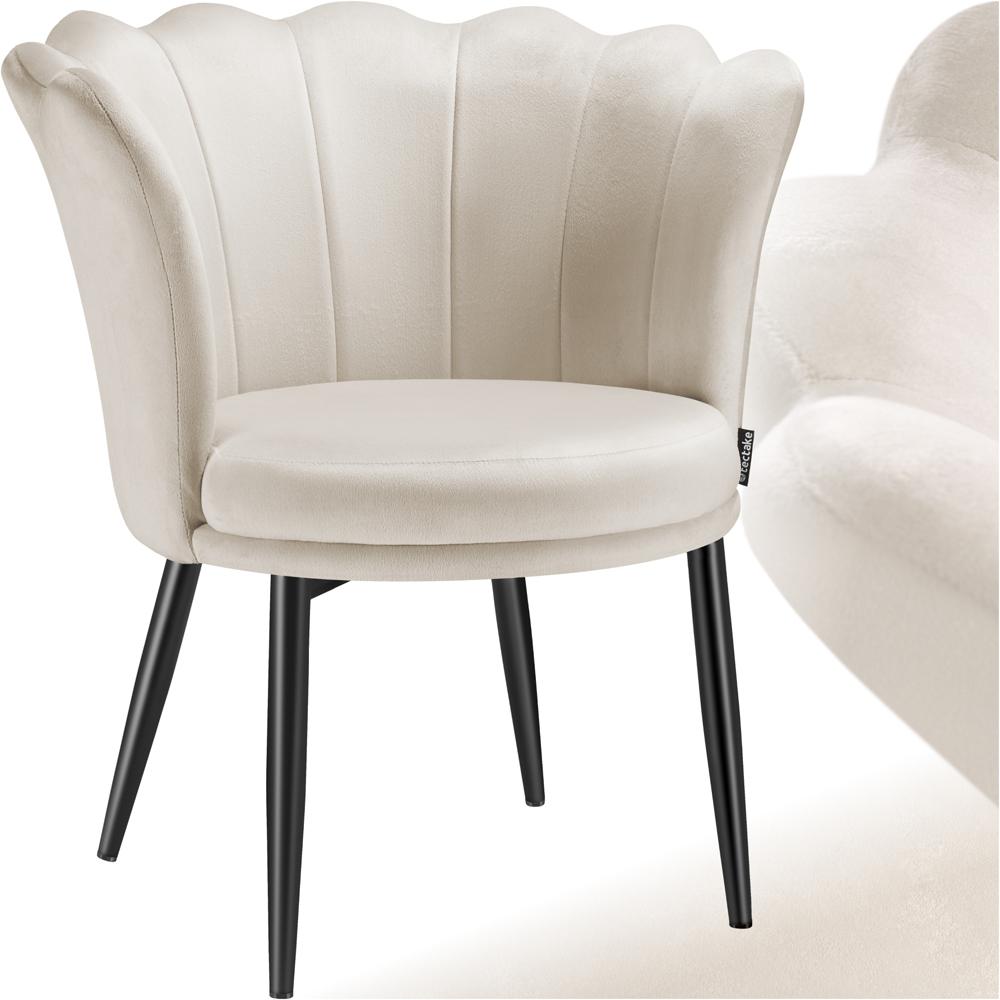 tectake Stella Cream and Black Velvet Padded Armchair Image 2