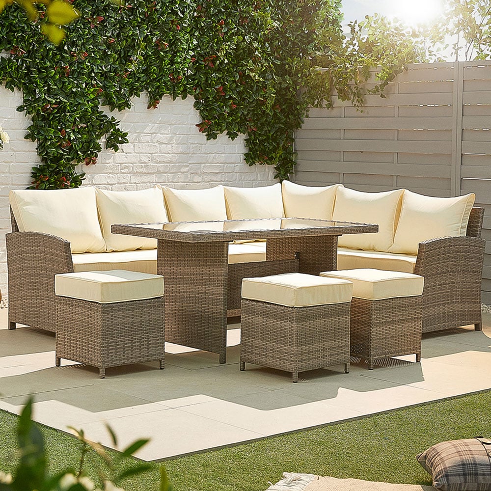 MMT Furniture Designs 8 Seater Rattan L Shaped Garden Dining Set Image 1