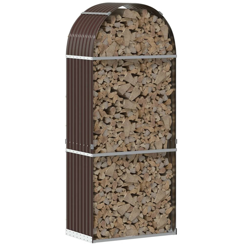 vidaXL Brown Galvanised Steel Firewood Log Holder 190 x 80 x 45cm Image 2