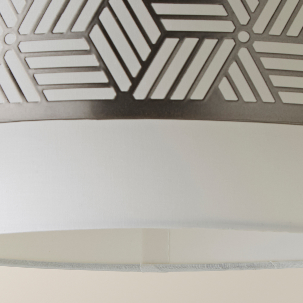 ValueLights Eugene Grey Geometric Drum Ceiling Lamp Shade Image 3