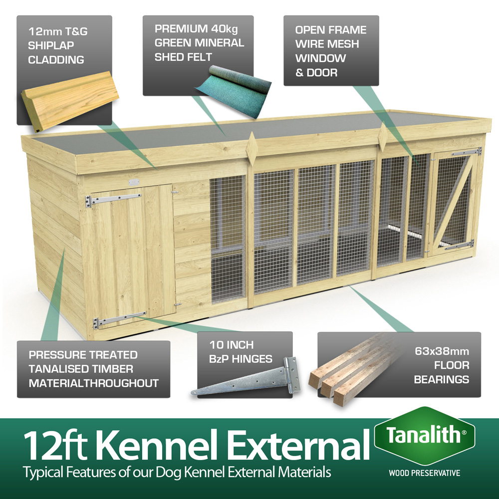 DIY Sheds 10 x 6ft Pressure Treated Tongue and Groove Timber Dog Kennel and Run Image 4