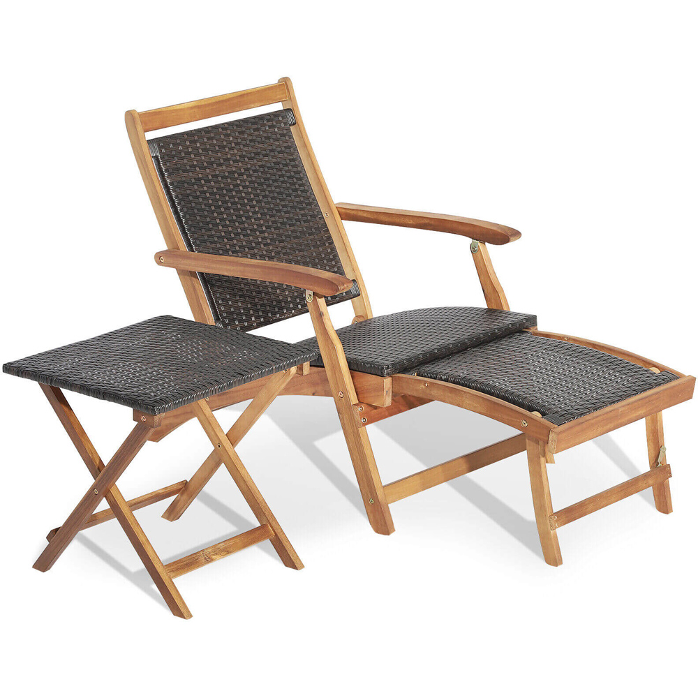 Costway Folding Lounge Chair with Side Table Image 2