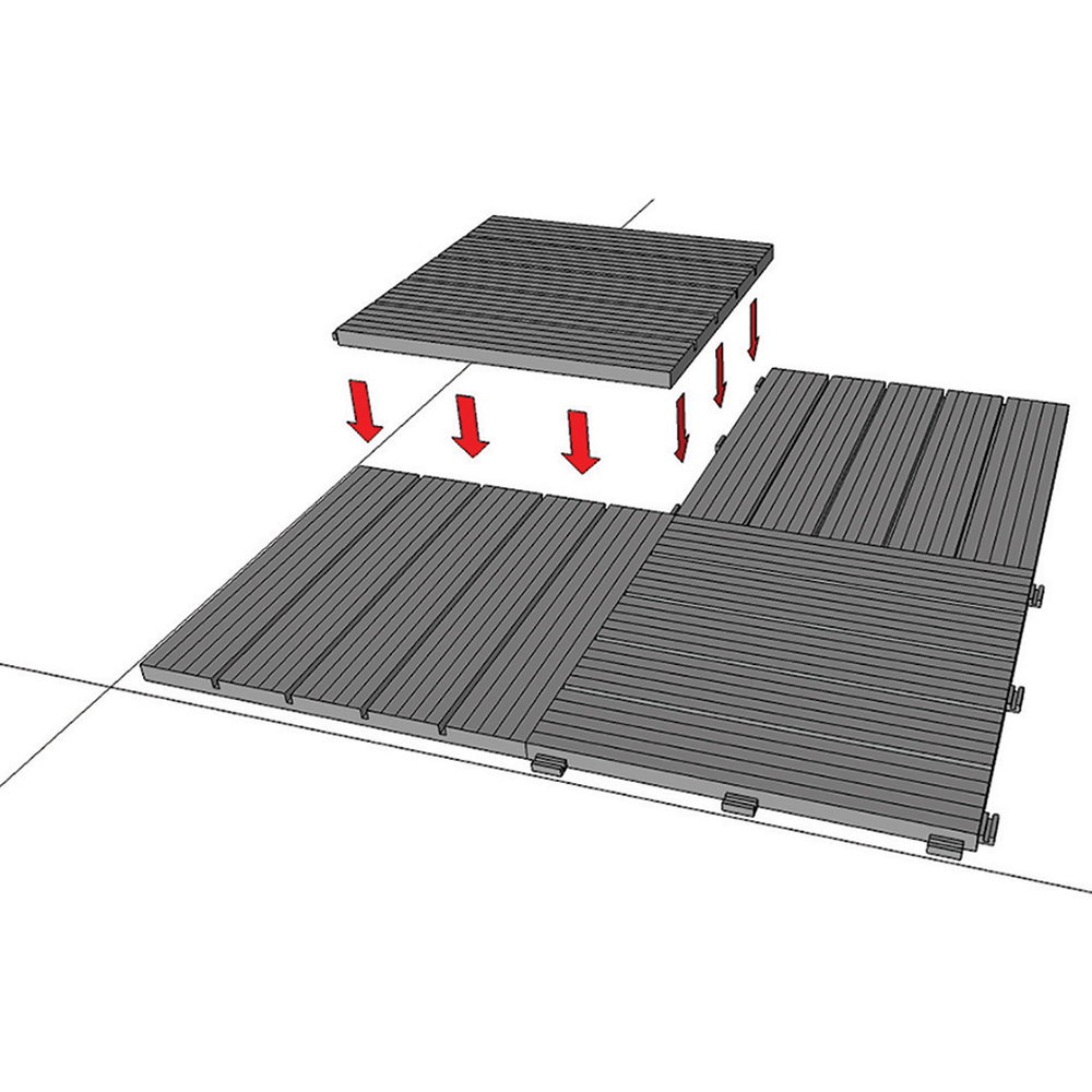 Primeur Cosmopolitan Steel Grey Interlocking Decking Tile 30 x 30cm 18 Pack Image 3