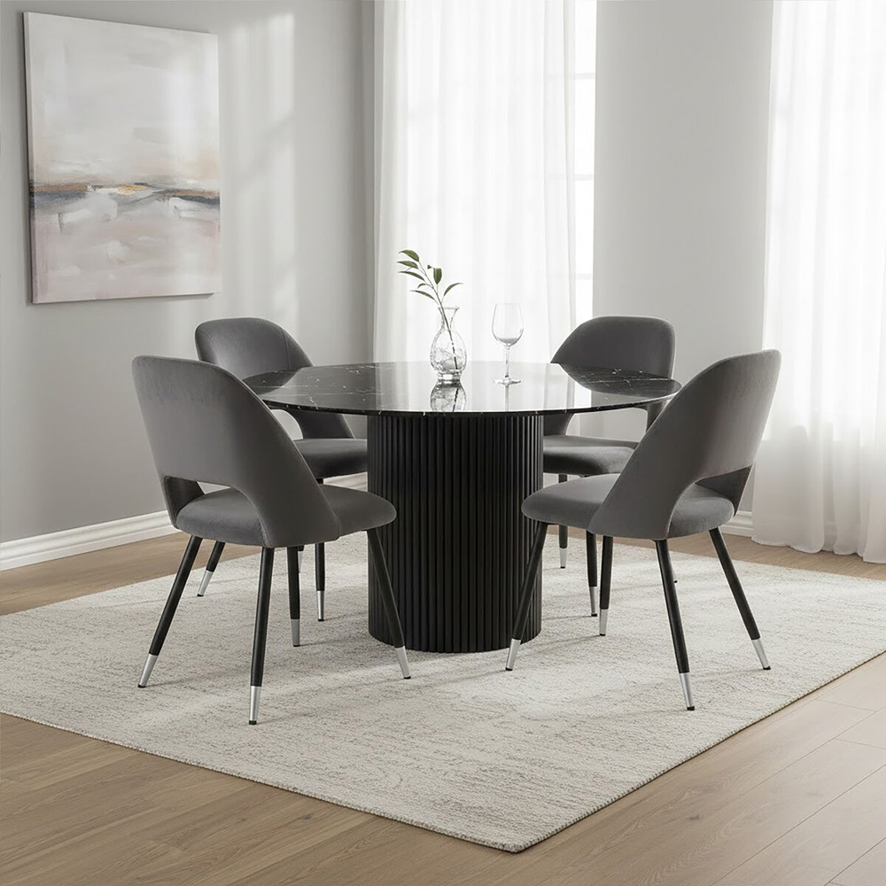 Premier Housewares Warren Grey Velvet Dining Chair Image 3