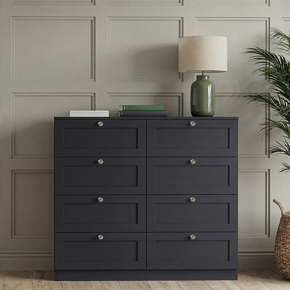 VIDA DESIGNS Altino 8 Drawer Black Shaker-Style Chest of Drawers Image 4