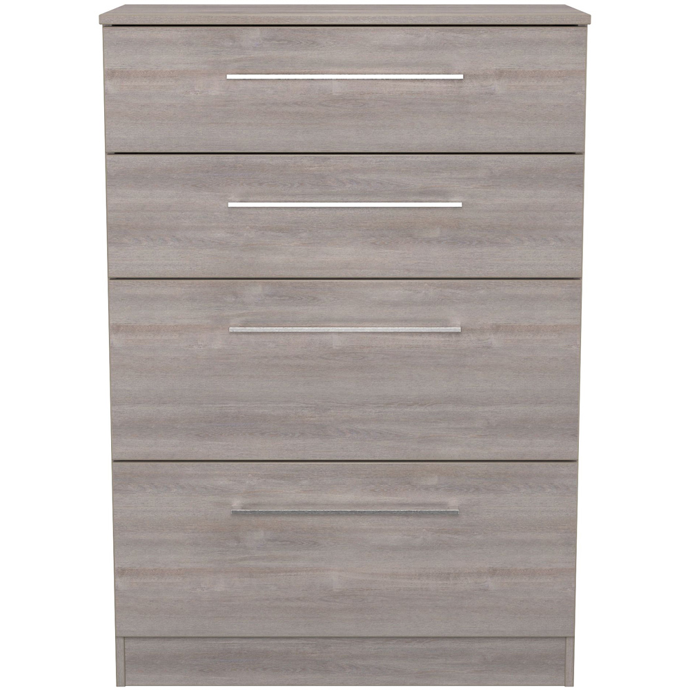 Crowndale Worcester 4 Drawer Grey Oak Deep Chest of Drawers Ready Assembled Image 2