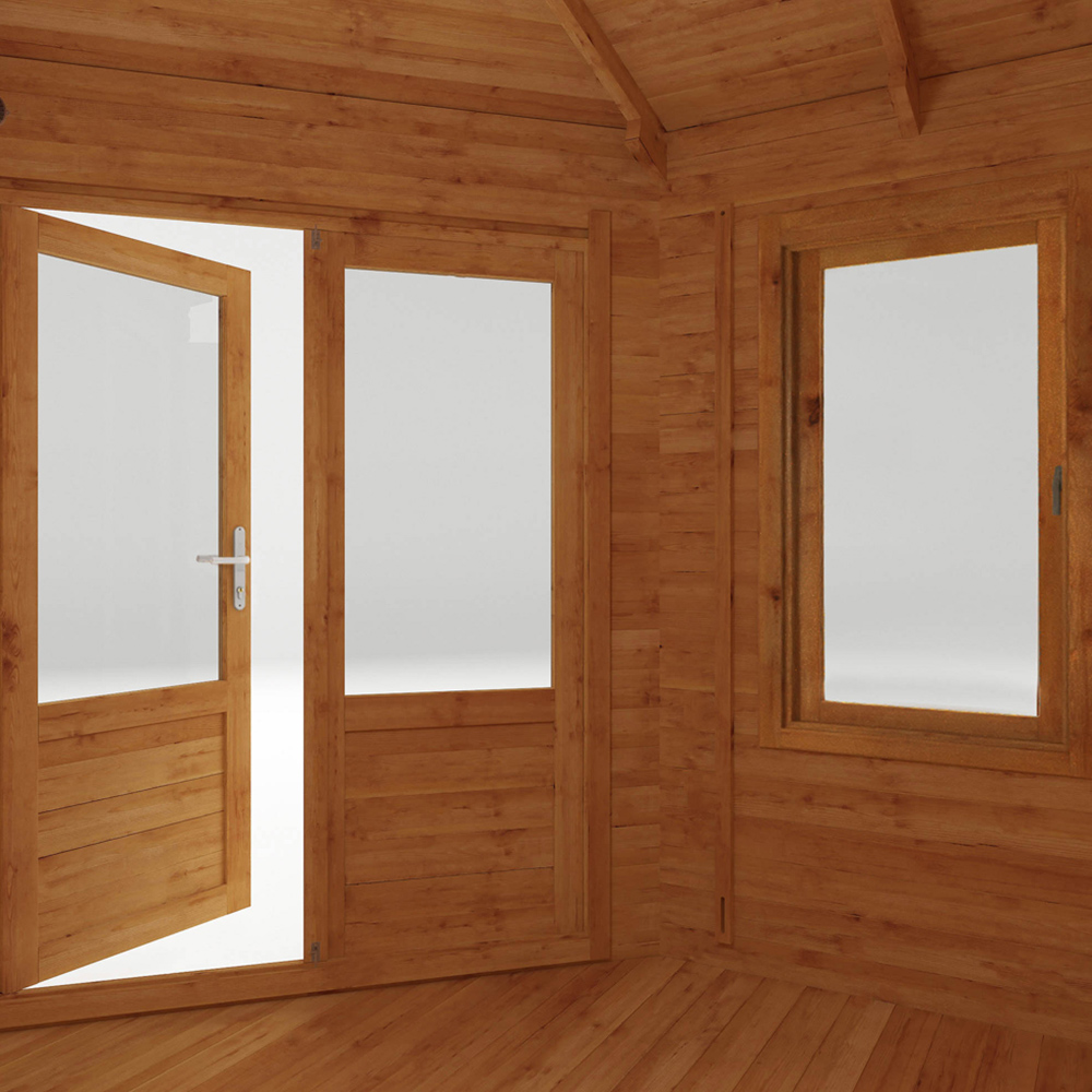 Mercia 16.4 x 9.8ft Corner Log Cabin with Side Shed Image 3
