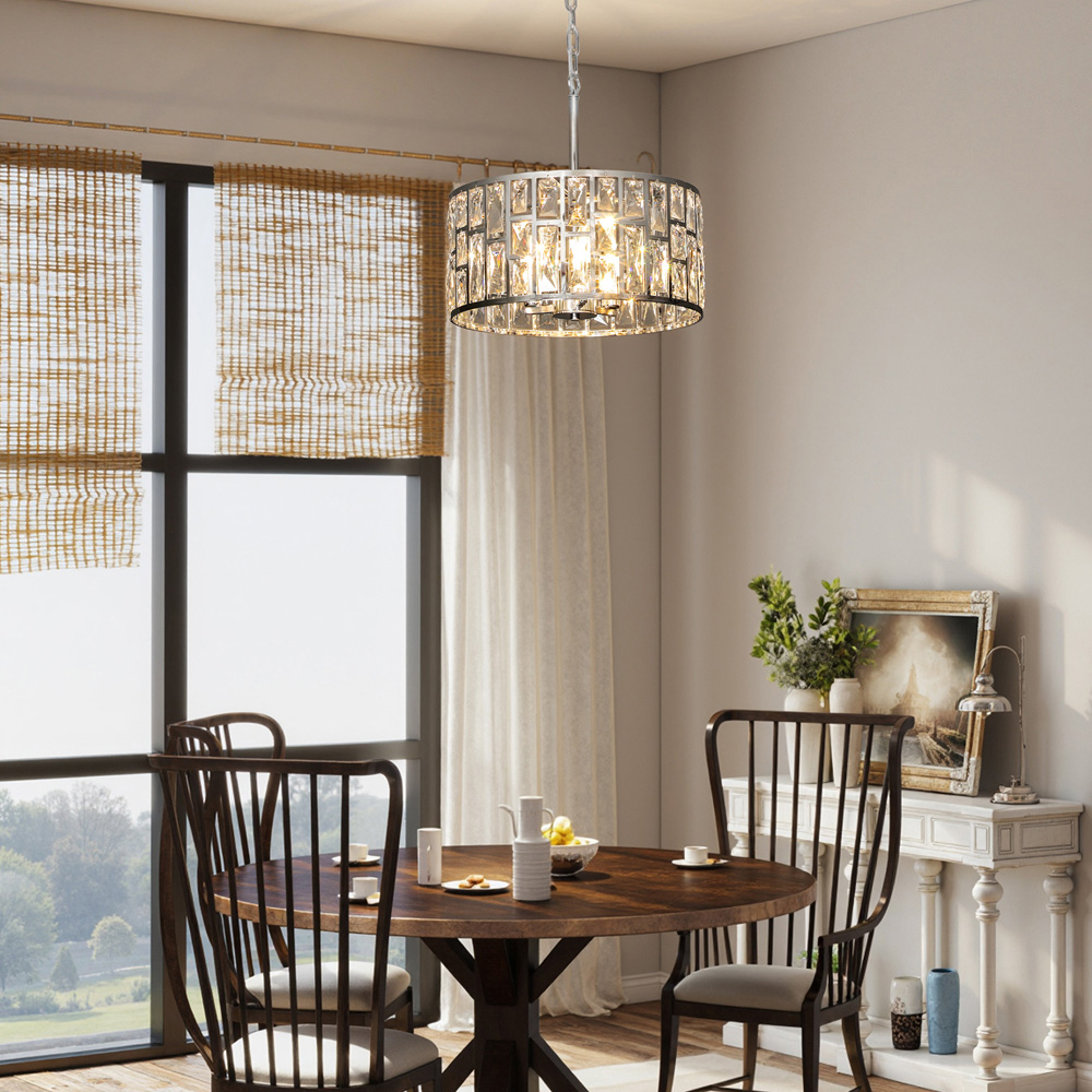 HOMCOM Modern Flush Crystal Chandelier Mount Ceiling Light Image 3