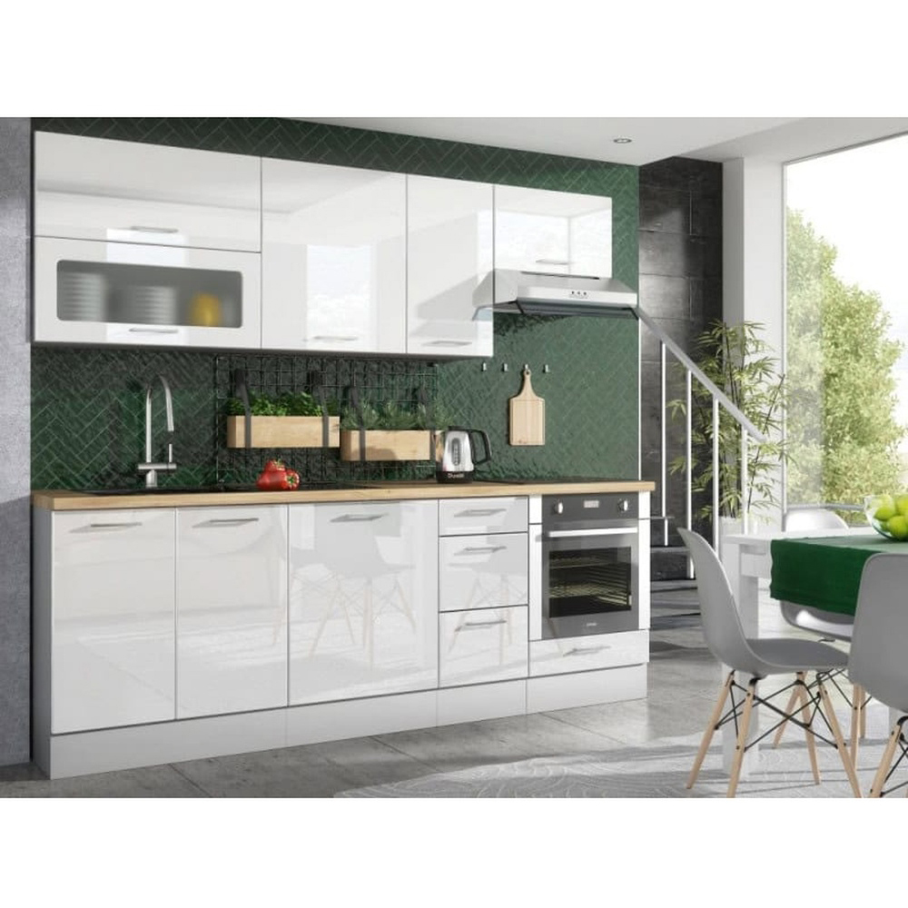 Impact Furniture Ella 3 Drawer White High Gloss Freestanding Kitchen Cabinet Unit Image 5