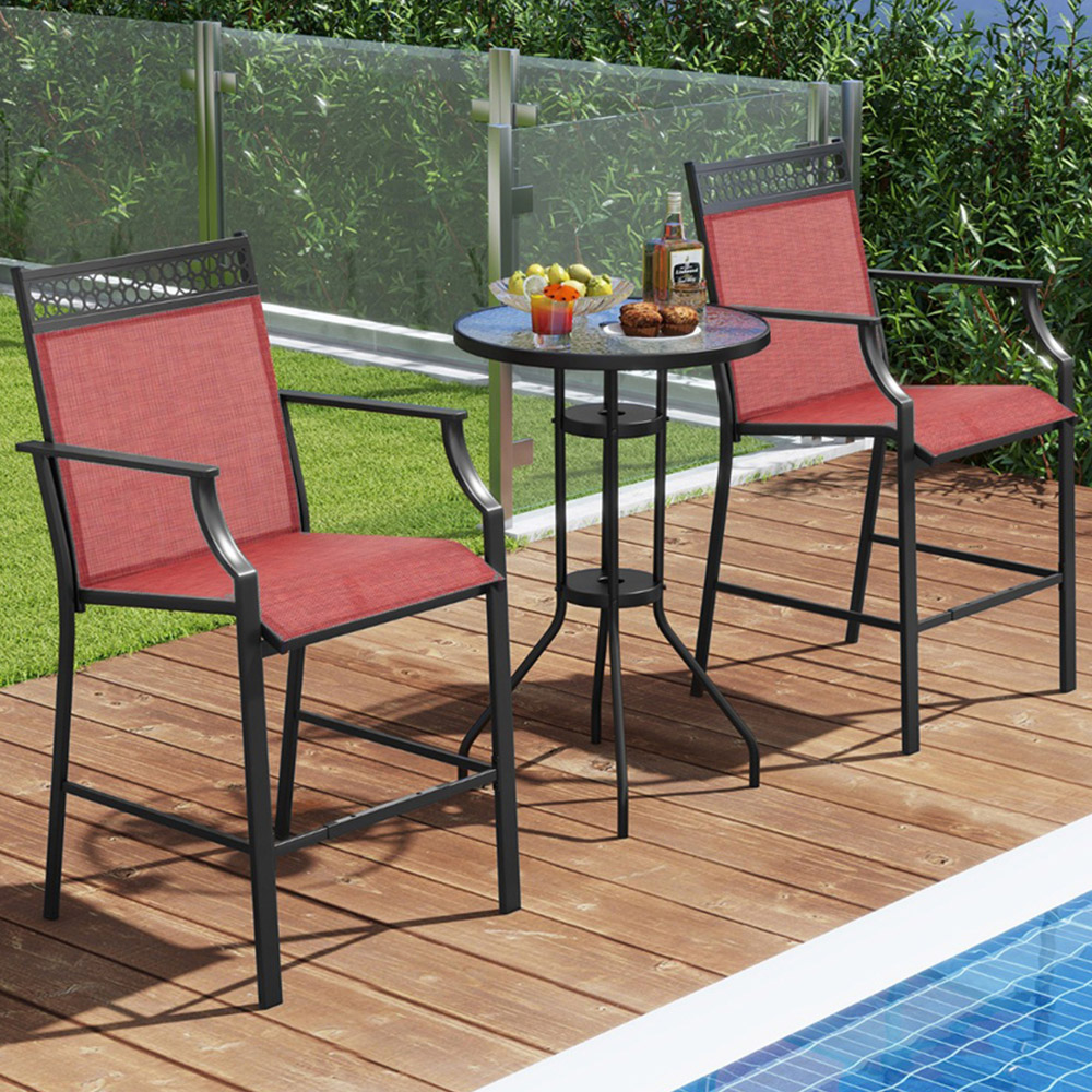 Costway Set of 2 Red Outdoor Patio Chairs with Footrest Image 1