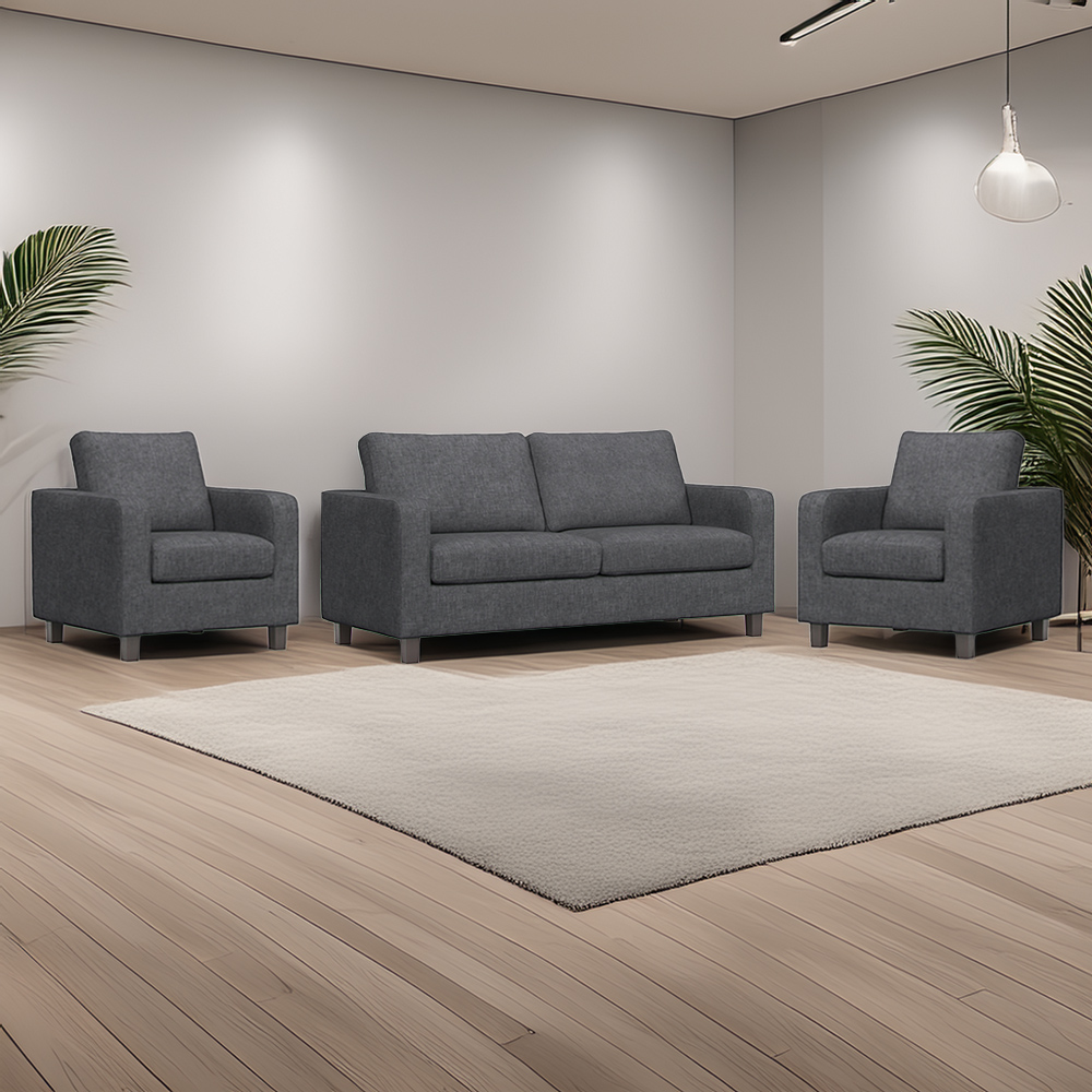 York 5 Seater Grey Turin Sofa Suite Image 1