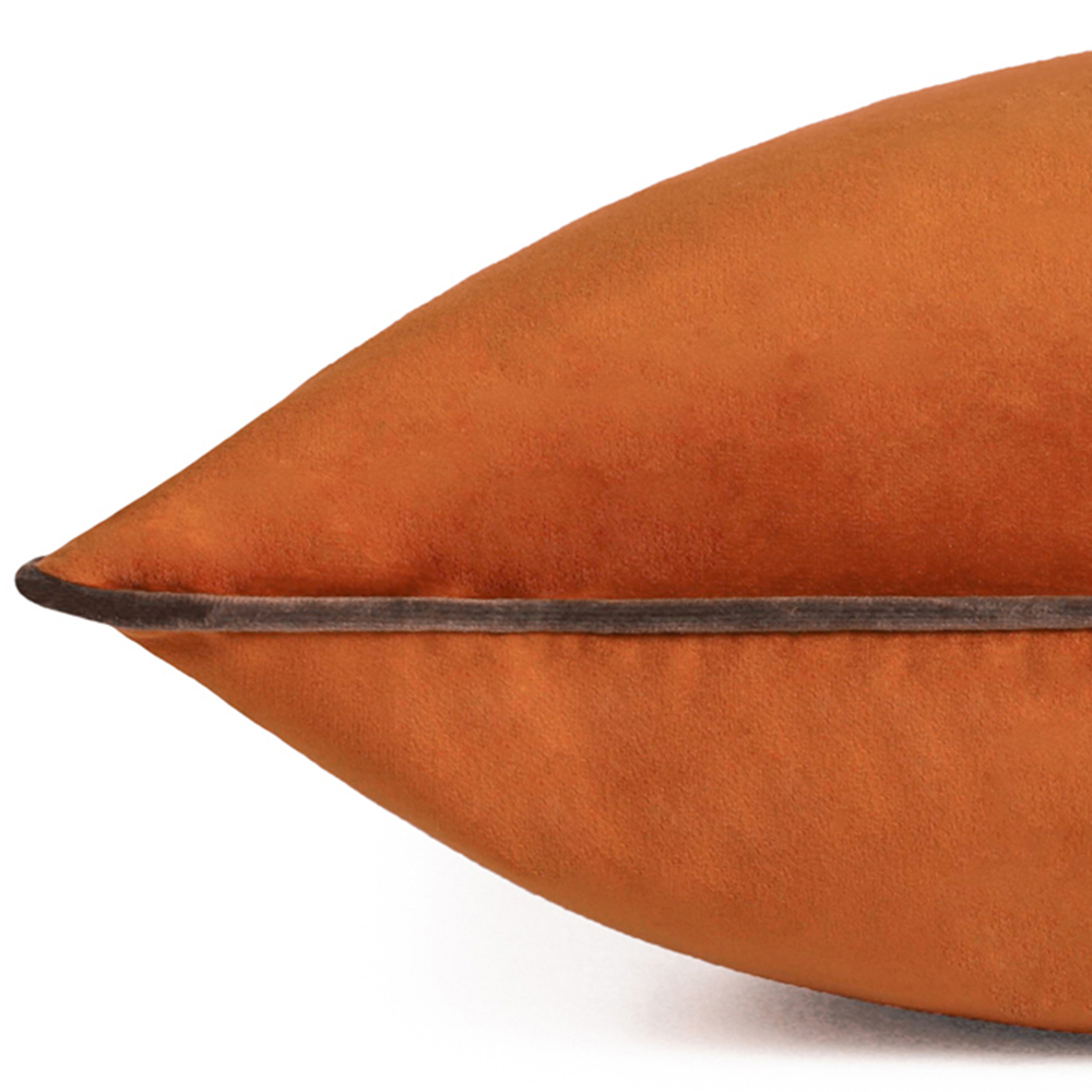Paoletti Meridian Pumpkin Mocha Velvet Cushion Image 3