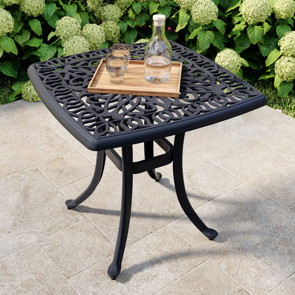 Charles Bentley Cast Aluminium Small Side Table In Black Image 8