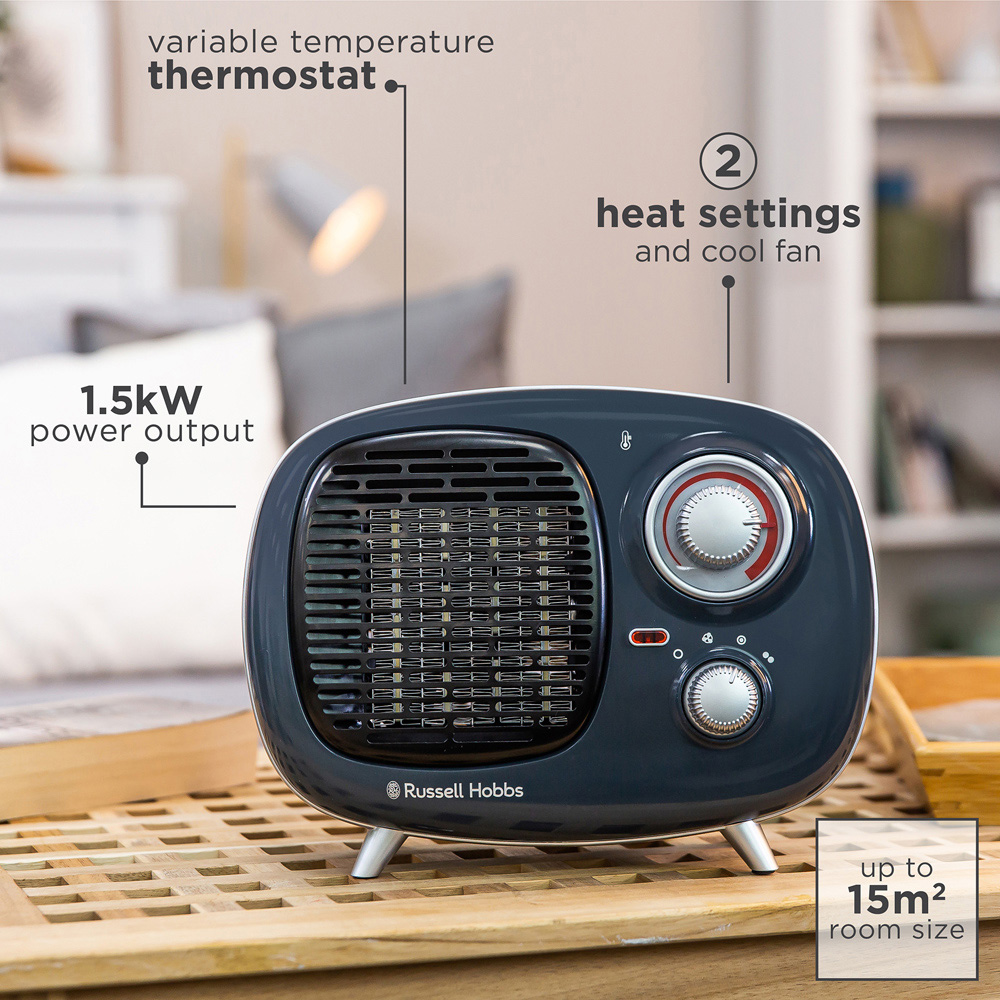 Russell Hobbs RHRETPTC2001G Retro Grey Ceramic Heater 1500W Image 4