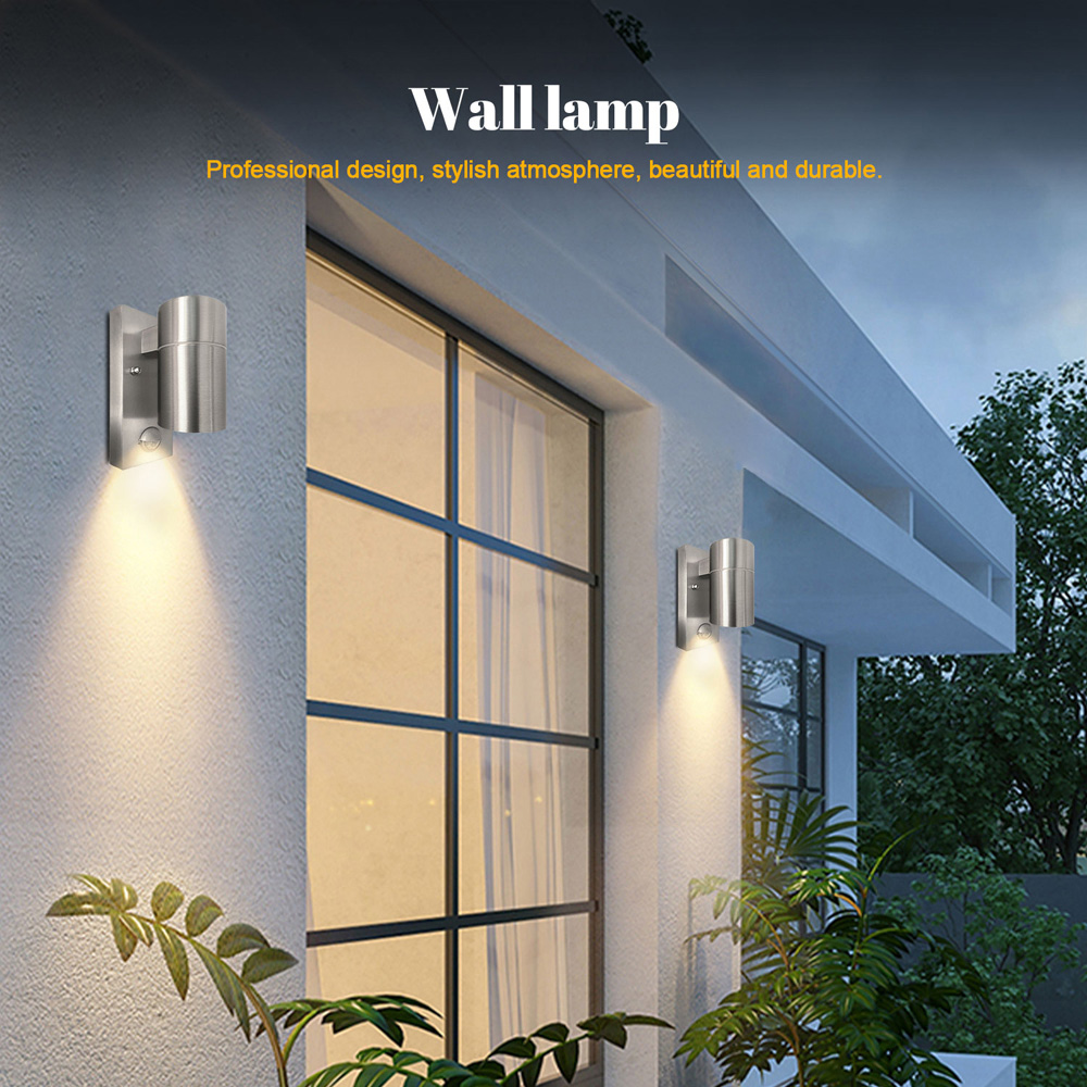 ExtraStar Silver Stainless Steel Wall Downlight with Motion Sensor Image 4